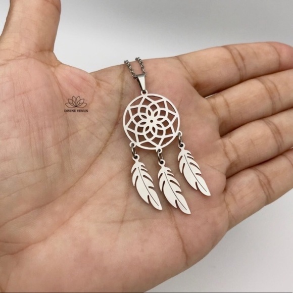 Dream Catcher Feather Necklace | Stainless Steel - Picture 3 of 6